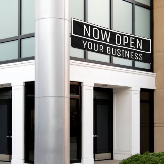 Black Now Open Banner (Buitenkant Gebouw)
