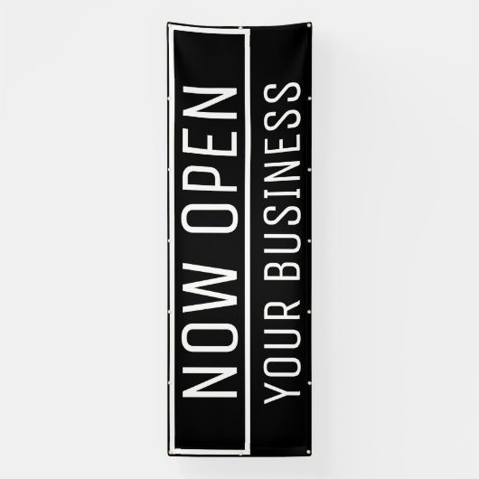Black Now Open Banner (Verticaal)