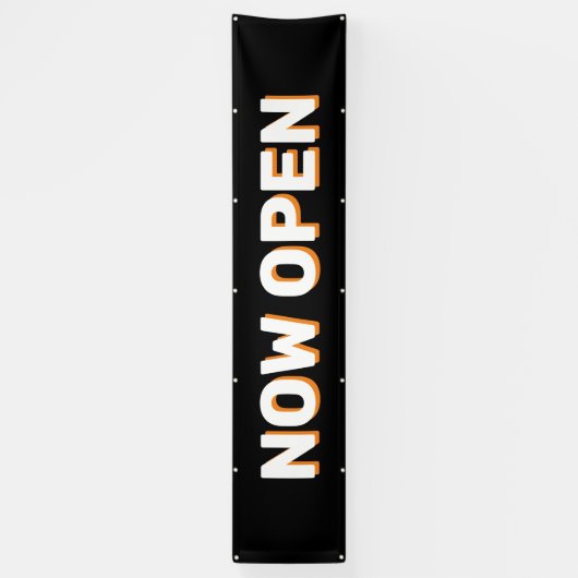 Black Now Open Banner (Verticaal)