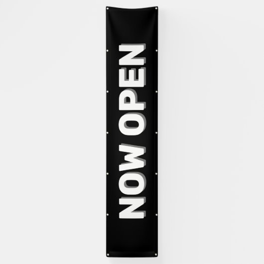 Black Now Open Banner (Verticaal)