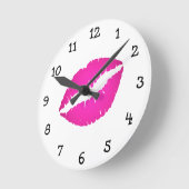 Black-nummers van Hot Pink Ombre Lipstick Ronde Klok (Hoek)