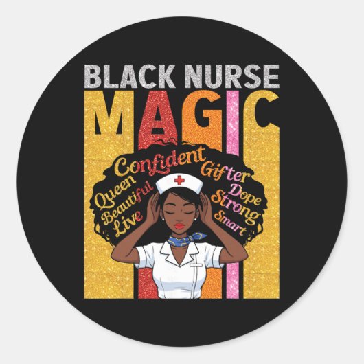 Black Nurse Magic Confident Beautiful Queen Melani Ronde Sticker (Voorkant)