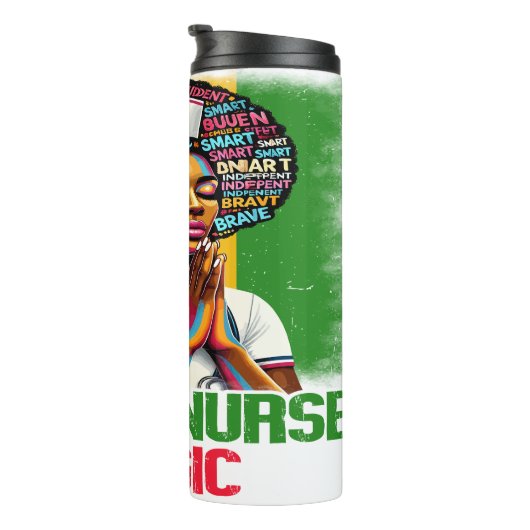 Black Nurse Magic: zelfverzekerde, moedige geest Thermosbeker (Geroteerd rechts)