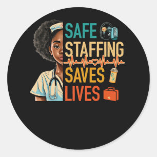 Black Nurse March Nurse Ondersteuning Veilig perso Ronde Sticker
