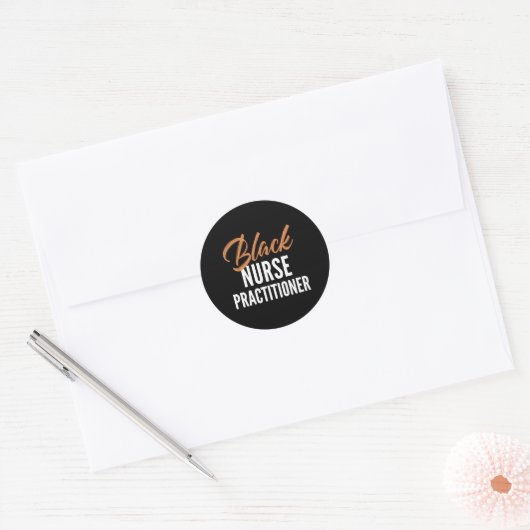 Black Nurse Practitioner Ronde Sticker (Envelop)