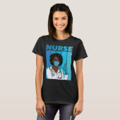 Black Nurse Uniform Face Mask Afro African Black H T-shirt (Voorkant volledig)