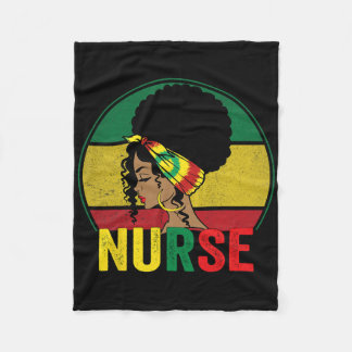 Black Nurse Woman Afro Melanin Vintage Black Histo Fleece Deken