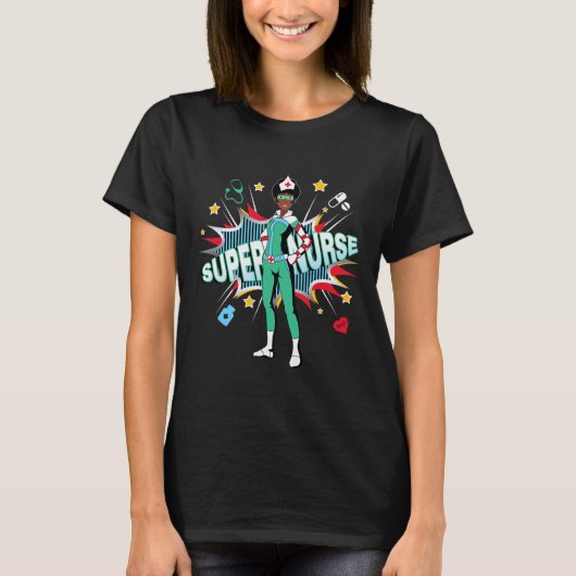 Black Nurses Rock Shirt Super Hero Funny Black Rn (Voorkant)