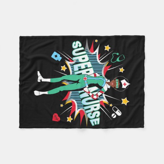 Black Nurses Rock Shirt Super Hero Funny Black Rn Fleece Deken (Voorkant (Horizontaal))