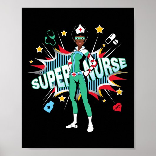 Black Nurses Rock Shirt Super Hero Funny Black Rn Poster (Voorkant)