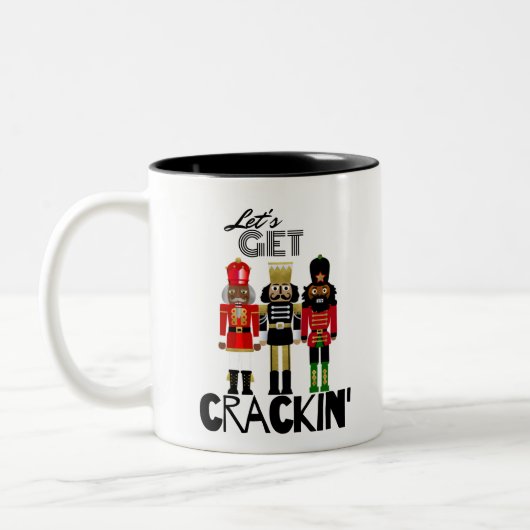 Black Nutcracker "Crackin" Gift Tweekleurige Koffiemok (Links)