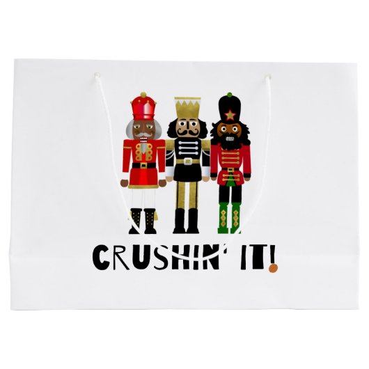 Black Nutcracker "Crushin" It" Gift Bag Groot Cadeauzakje (Achterkant)