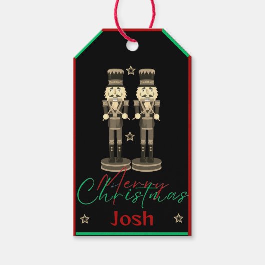 Black Nutcracker Soldier Name Cadeaulabel (Voorkant)