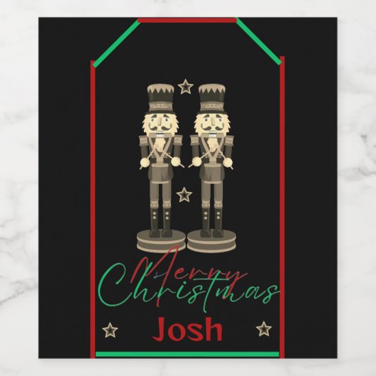 Black Nutcracker Soldier Name Wijn Etiket (Enkel label)