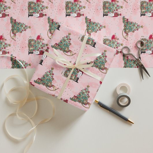 Black Nutkraker Ballerina Pink Holiday Paper Cadeaupapier