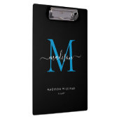 Black Ocean Blue Monogram Stijlvolle scriptnaam Klembord (Rechts)