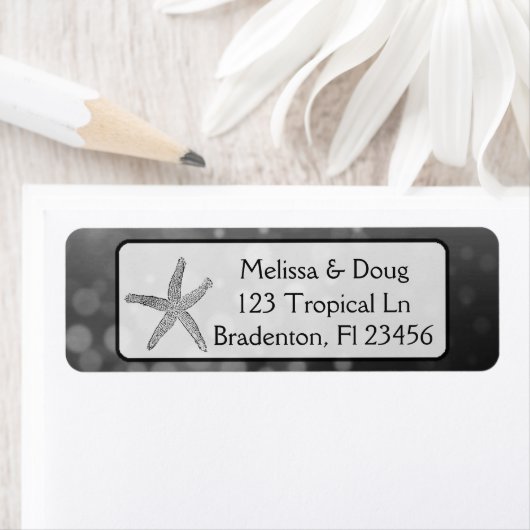 Black Oceanic Starfish Return Address Labels (Insitu)