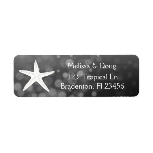 Black Oceanic Starfish Return Address Labels (Voorkant)