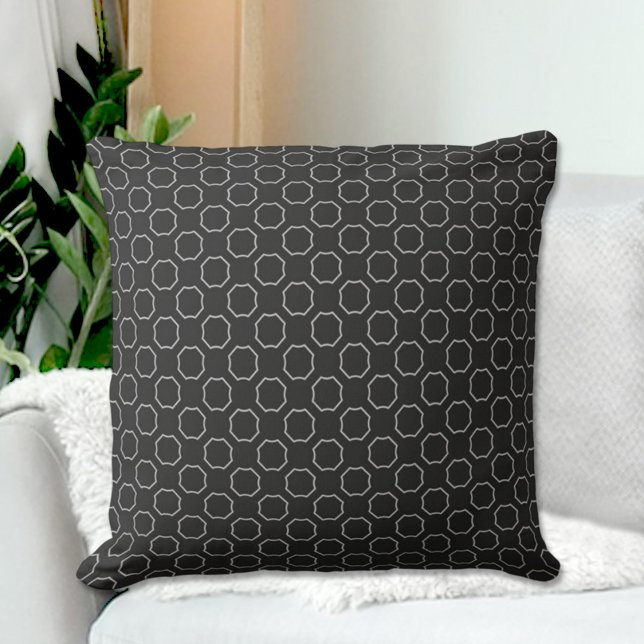 Black Octagons Pattern Throw Pillow Kussen (Creator heeft geüpload)