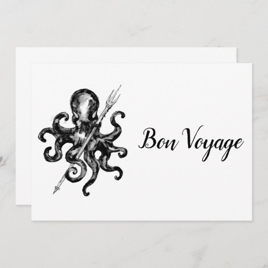 Black Octopus Bon Voyage Bedankkaart (Voorkant / Achterkant)