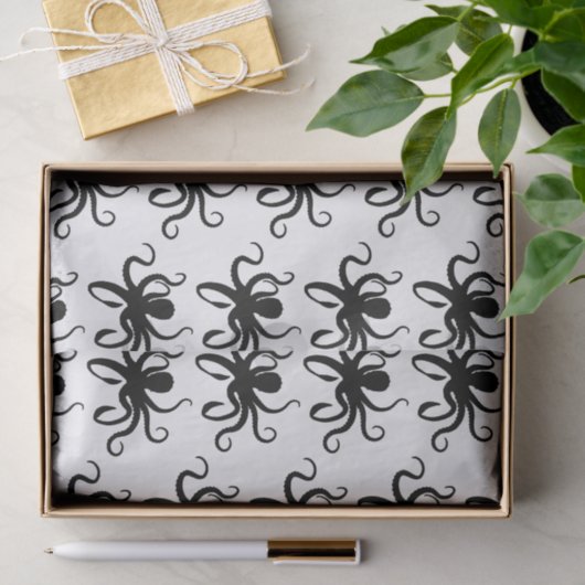 Black Octopus Silhouette Tissuepapier (Geschenk)