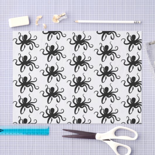 Black Octopus Silhouette Tissuepapier (Craft)