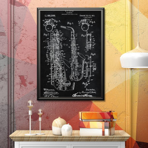 Black Octrooi op saxofoon Poster
