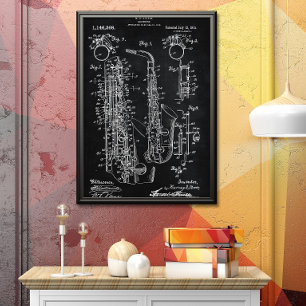 Black   Octrooi op saxofoon Poster