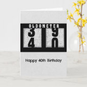Black Odometer voor de 40e Birthday Humor Kaart (Gele Bloem)