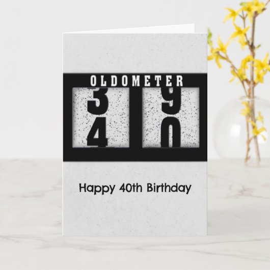 Black Odometer voor de 40e Birthday Humor Kaart (Gele Bloem)