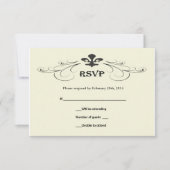 Black of White Fleur de Lis Wedding RSVP-kaarten RSVP Kaartje (Voorkant)