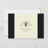 Black of White Fleur de Lis Wedding RSVP-kaarten RSVP Kaartje (Achterkant)
