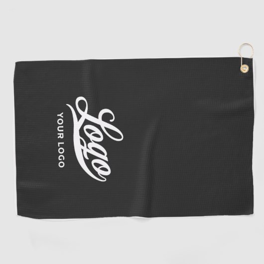 Black Off white border Company Logo Business Club Golfhanddoek (Horizontaal)