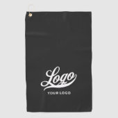 Black Off white border Company Logo Business Club Golfhanddoek (Voorkant)