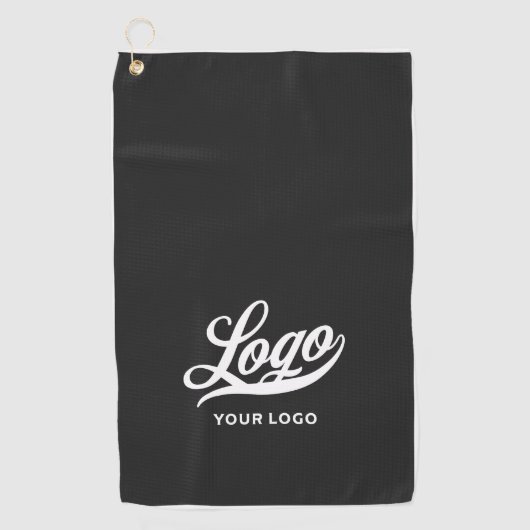 Black Off white border Company Logo Business Club Golfhanddoek (Voorkant)