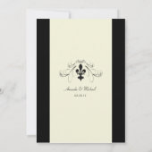 Black Off White Fleur de Lis Wedding Invitations Kaart (Achterkant)