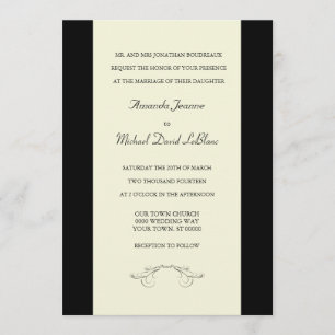 Black Off White Fleur de Lis Wedding Invitations Kaart