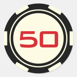 Black Off White Poker Chip Casino Birthday Number Ronde Sticker