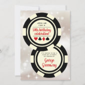 Black Off White Poker Chip Las Vegas Birthday Kaart (Voorkant)