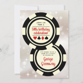 Black Off White Poker Chip Las Vegas Birthday Kaart