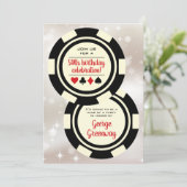 Black Off White Poker Chip Las Vegas Birthday Kaart (Staand voorkant)