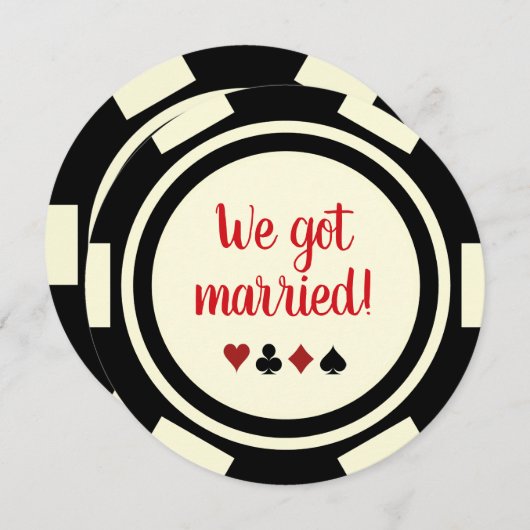 Black Off White Poker Chip Weddenschap Eloped Anno Kaart (Voorkant / Achterkant)