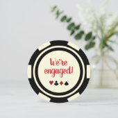 Black Off White Poker Chip Wedding Engagement Kaart (Staand voorkant)