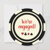Black Off White Poker Chip Wedding Engagement Kaart (Voorkant)