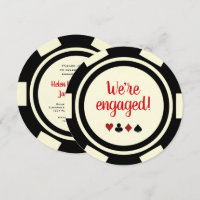 Black Off White Poker Chip Wedding Engagement