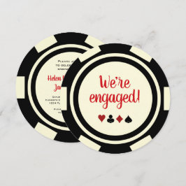 Black Off White Poker Chip Wedding Engagement Kaart