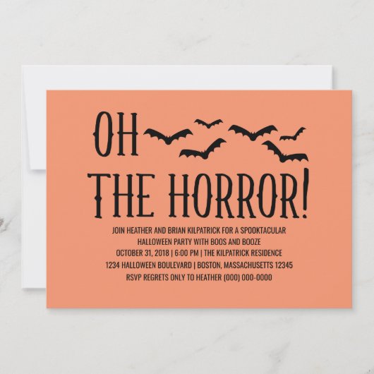 Black Oh De Horror Halloween Feest Uitnodigen Kaart (Voorkant)