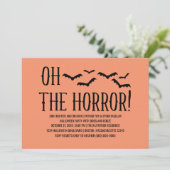 Black Oh De Horror Halloween Feest Uitnodigen Kaart (Staand voorkant)