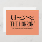 Black Oh The Horror Halloween Briefkaart (Voorkant / Achterkant)
