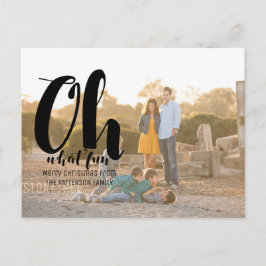 Black Oh What Fun Holiday Photo Briefkaart